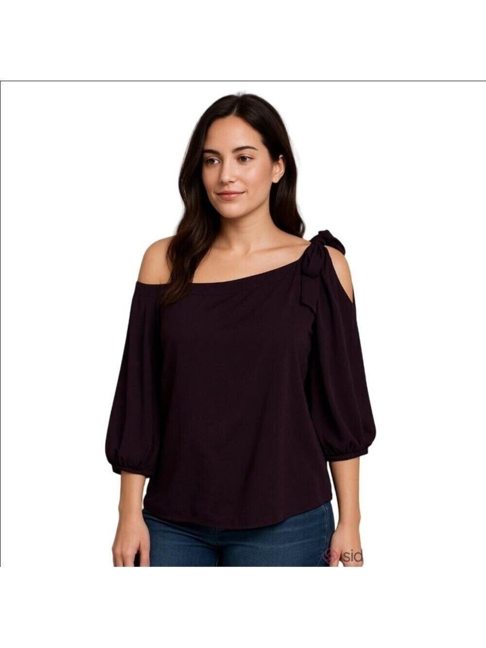 Banana Republic Aubergine Off Shoulder Blouse Top Size M Petite